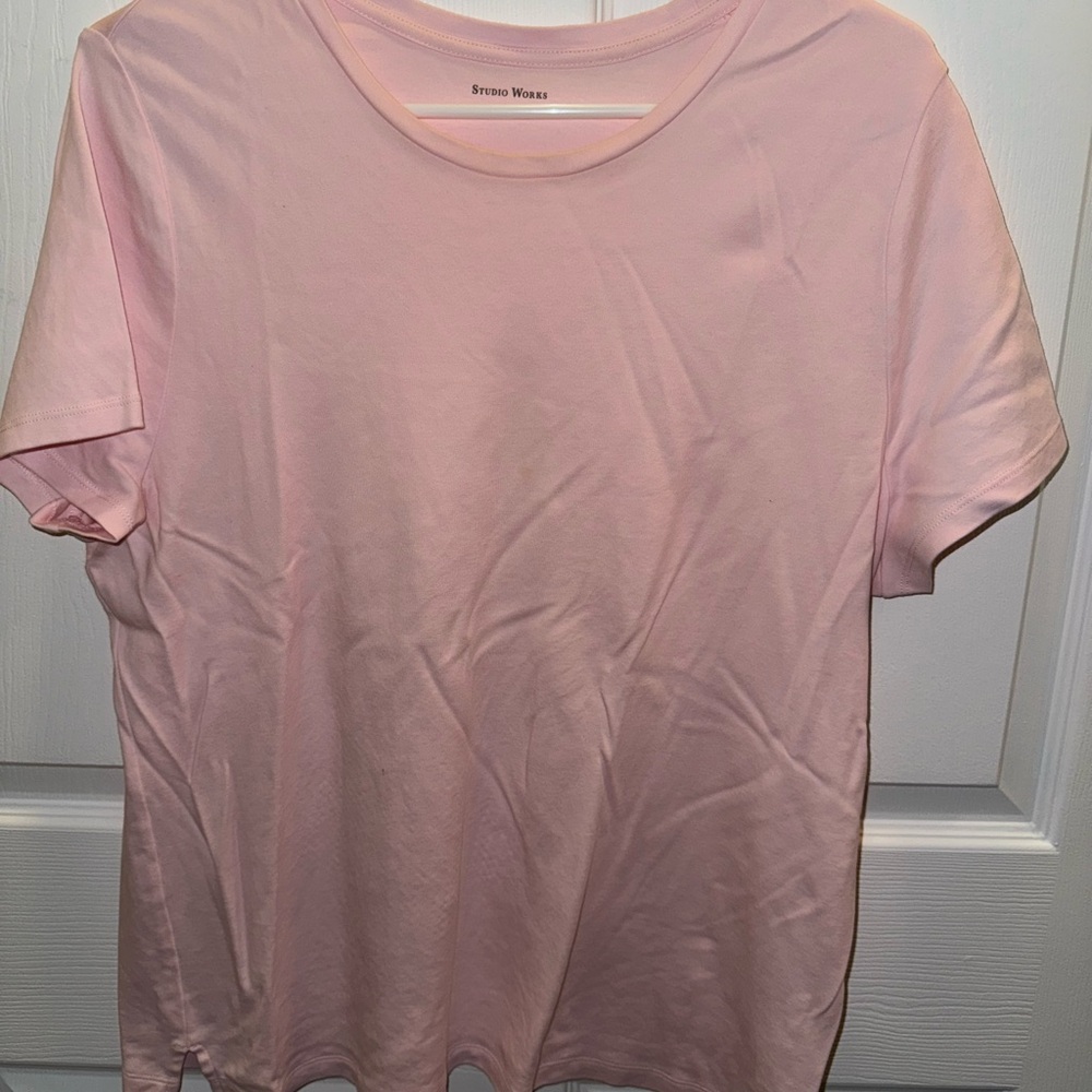 Studio Works Pink Fitted Short Sleeve Tee